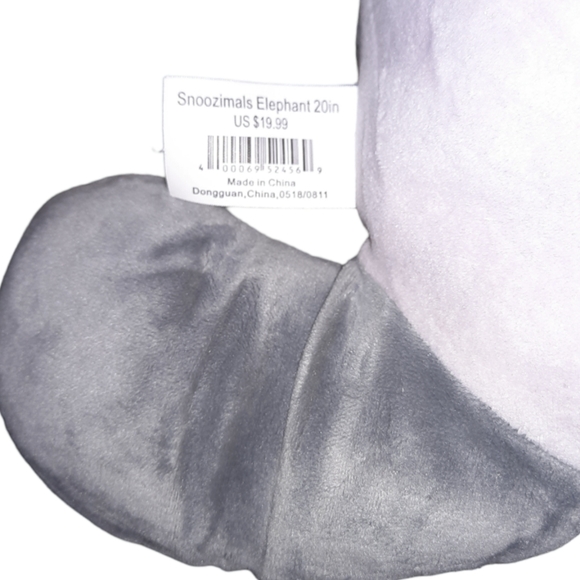 SNOOZIMALS ELEPHANT 20" Pillow Plush Gray Pink Go! Games Squishy Stuffed Animal - Picture 7 of 8